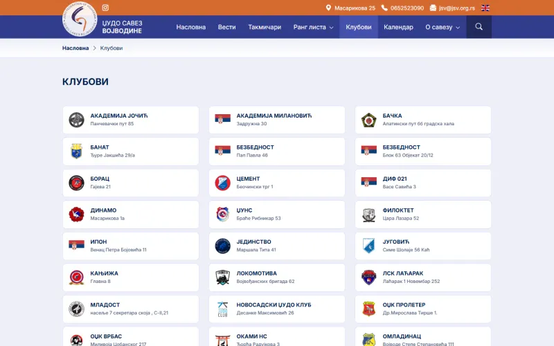 Judo Federation of Vojvodina — clubs on a computer