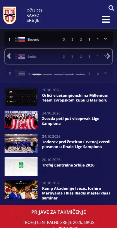 Awesome Judo Software — naslovna strana na telefonu