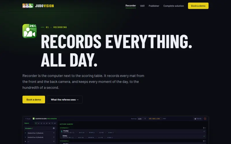 JudoVision — recording on a computer