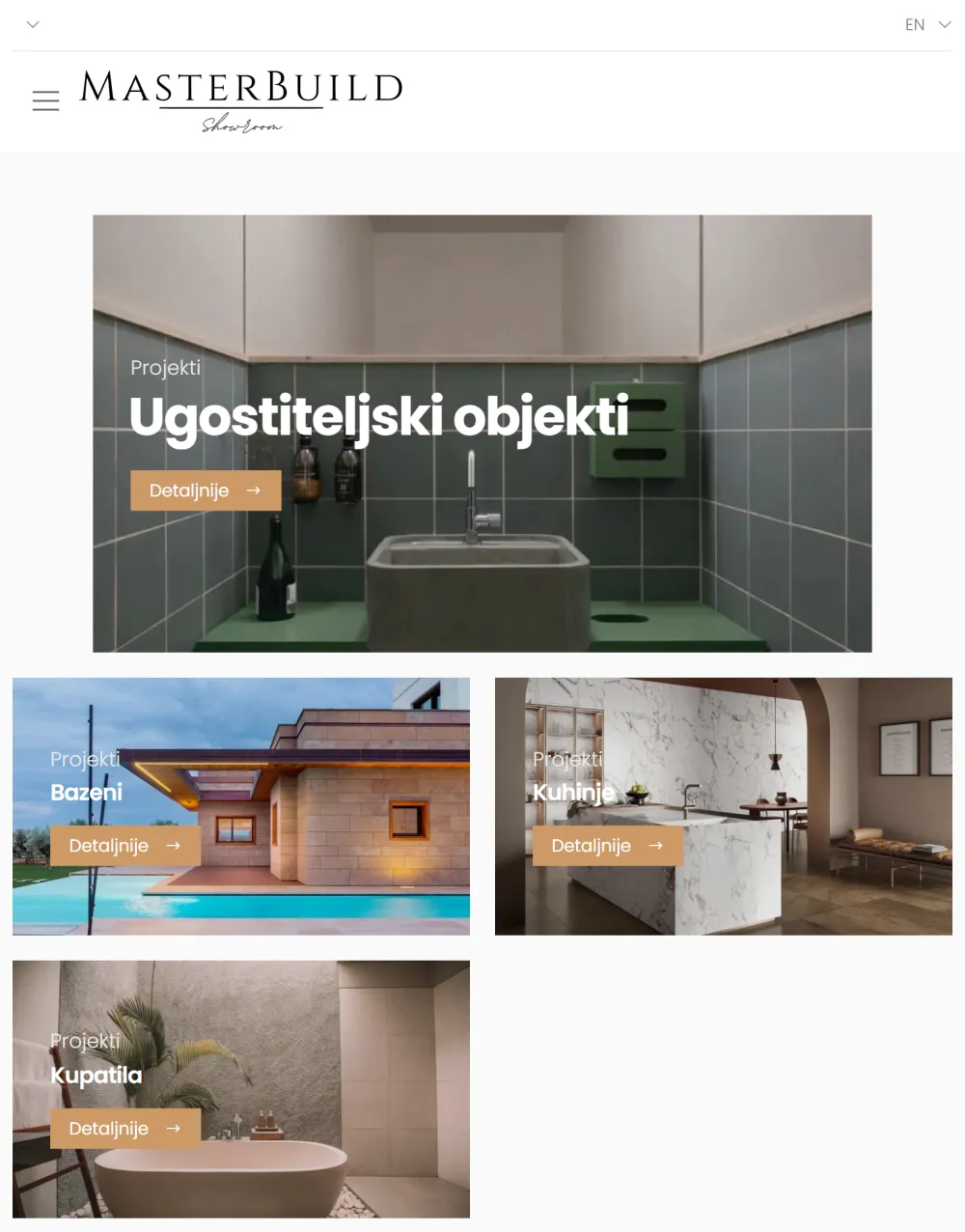 MasterBuild — home page on a tablet