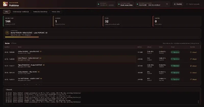 JudoVision Publisher — fights going online