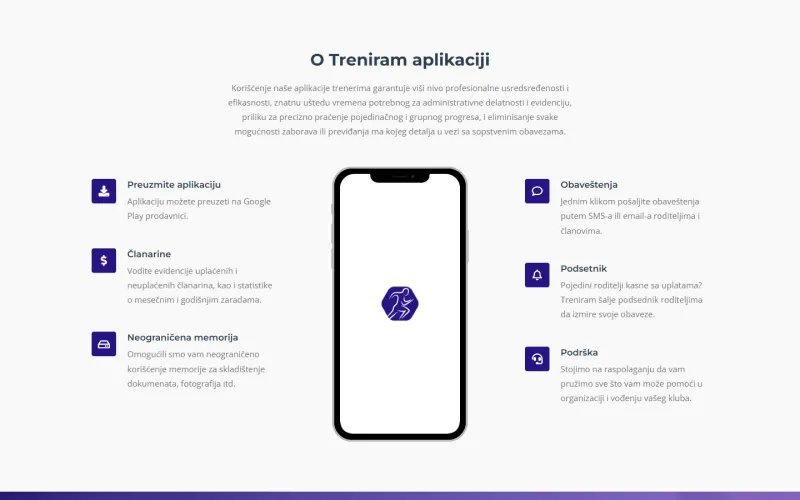 Treniram — features on a computer